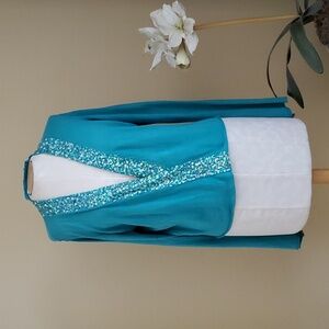 Gold Hawk Silk Cashmere Open Turquoise Cardigan Sweater